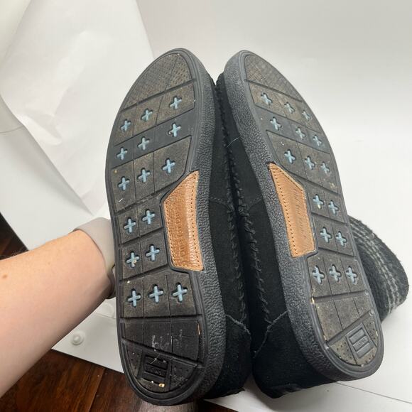 Toms Nepal Black White and Grey Leather Moccasin Boots Size 6 - Picture 4 of 5